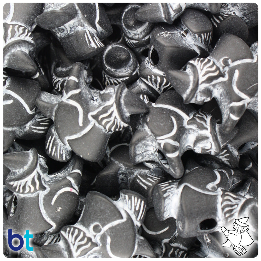 Black w/White Antique 24mm Witch Pony Beads (24pcs)
