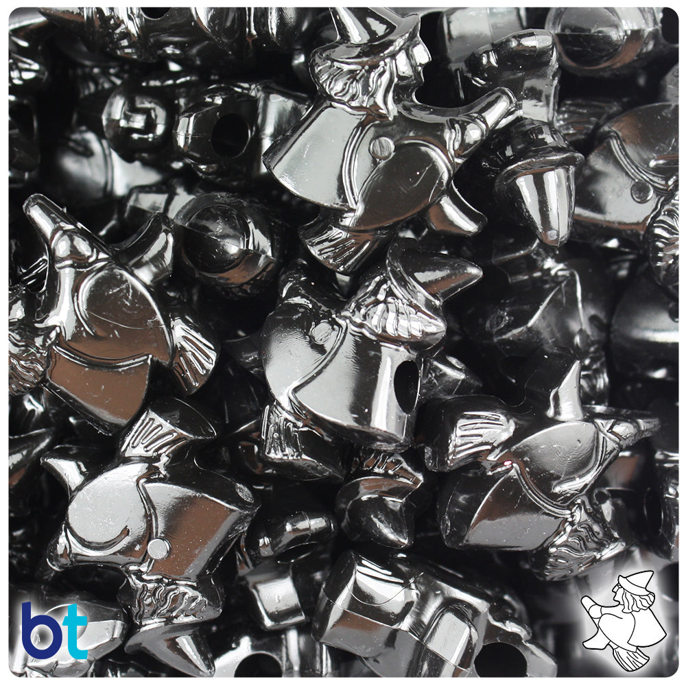 Black Opaque 24mm Witch Pony Beads (24pcs)