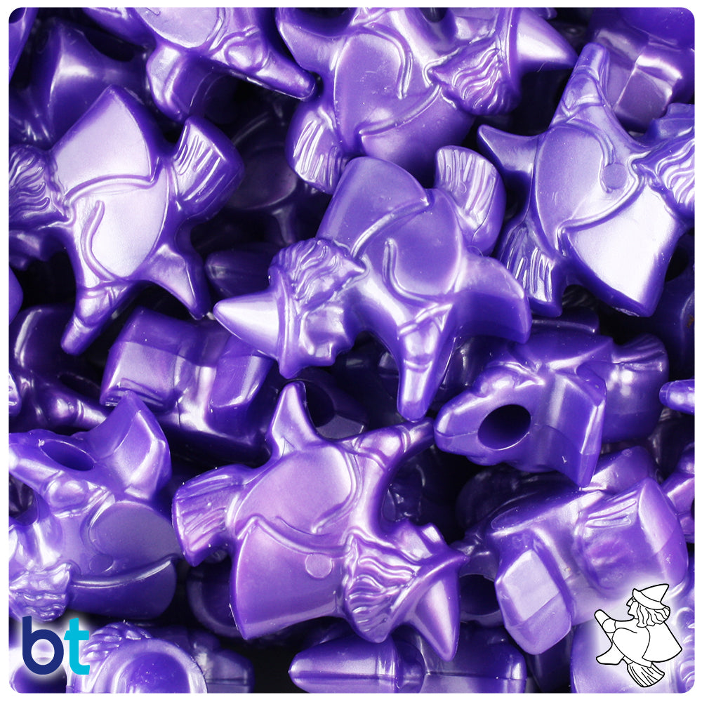 Dark Purple Pearl 24mm Witch Pony Beads (24pcs)