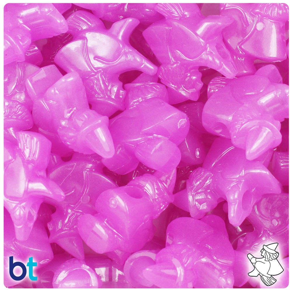 Purple Glow 24mm Witch Pony Beads (24pcs)