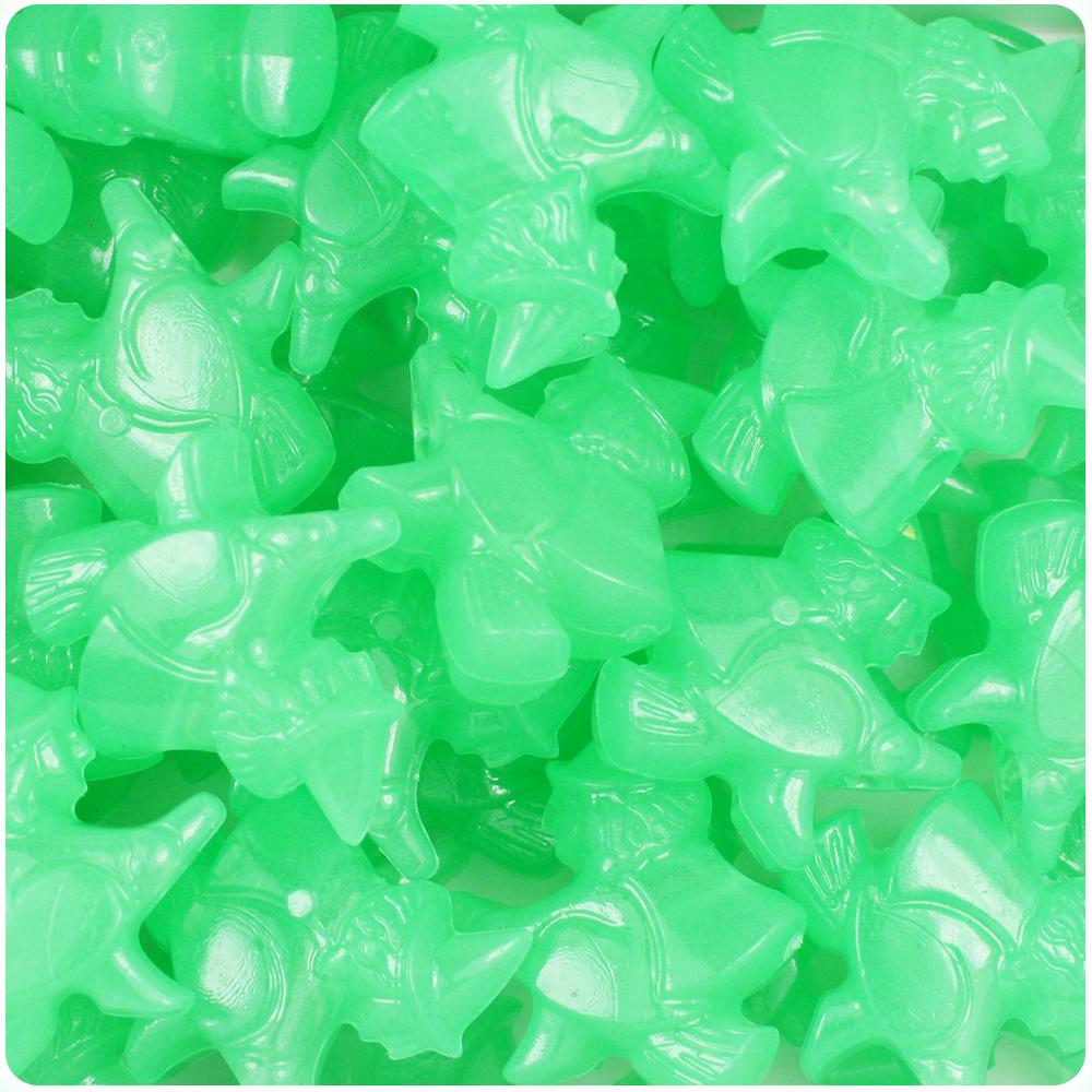 Green Glow 24mm Witch Pony Beads (8pcs)