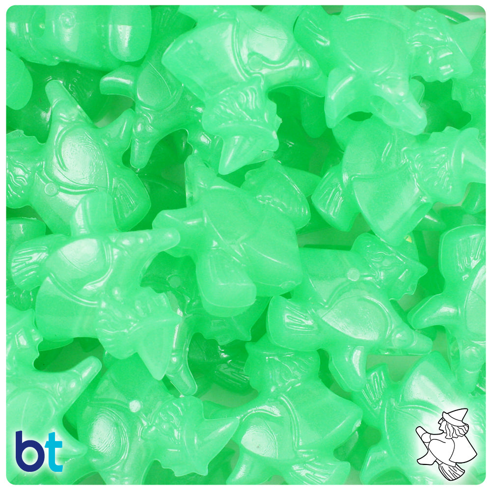Green Glow 24mm Witch Pony Beads (24pcs)