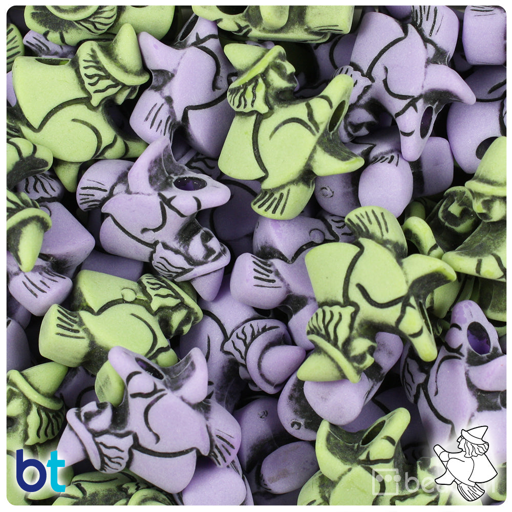 Green & Purple Antique 24mm Witch Pony Beads (24pcs)