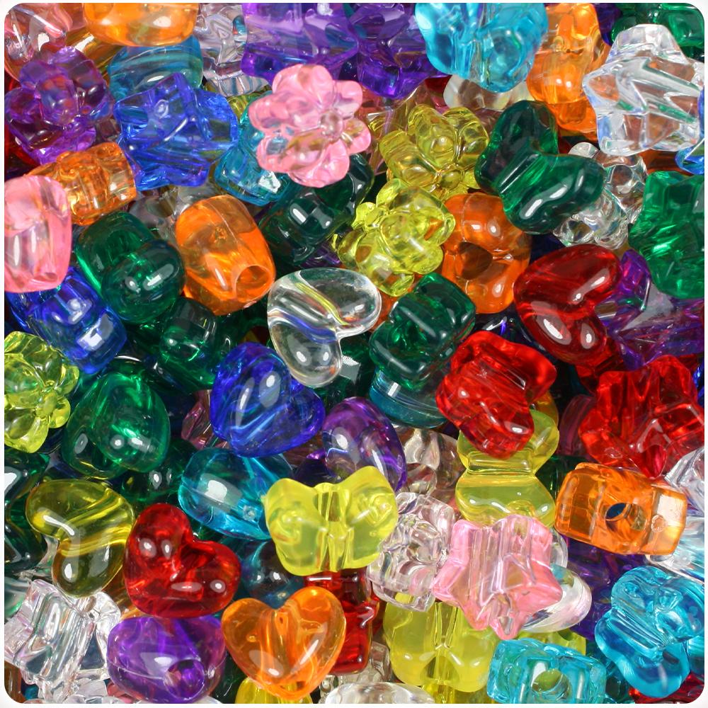 Transparent Mix 13mm Small Shape Mix Pony Beads (1oz)