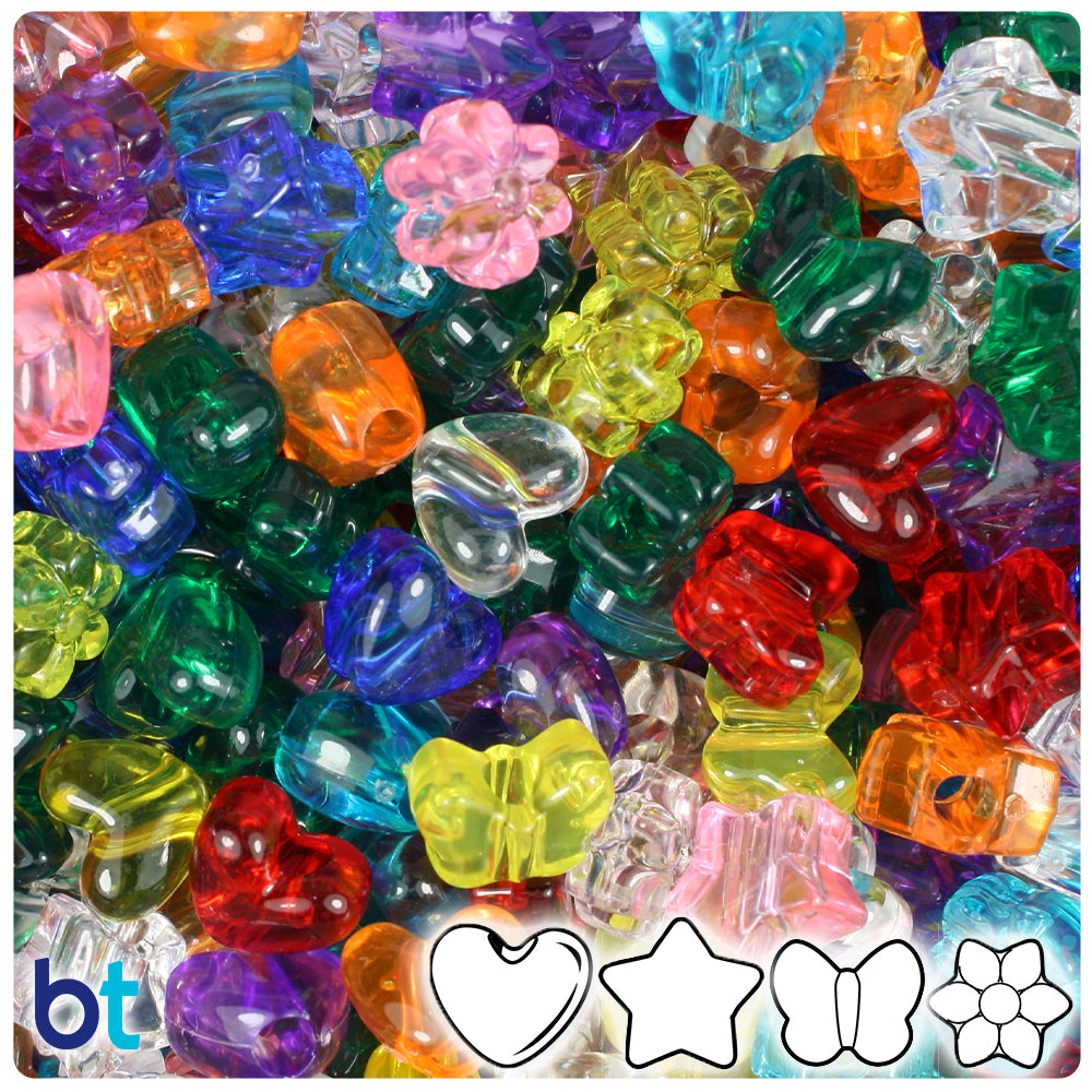 Transparent Mix 13mm Small Shape Mix Pony Beads (4oz)