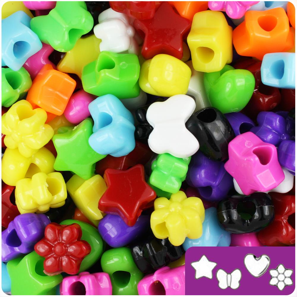 Opaque Mix 13mm Small Shape Mix Pony Beads (1oz)