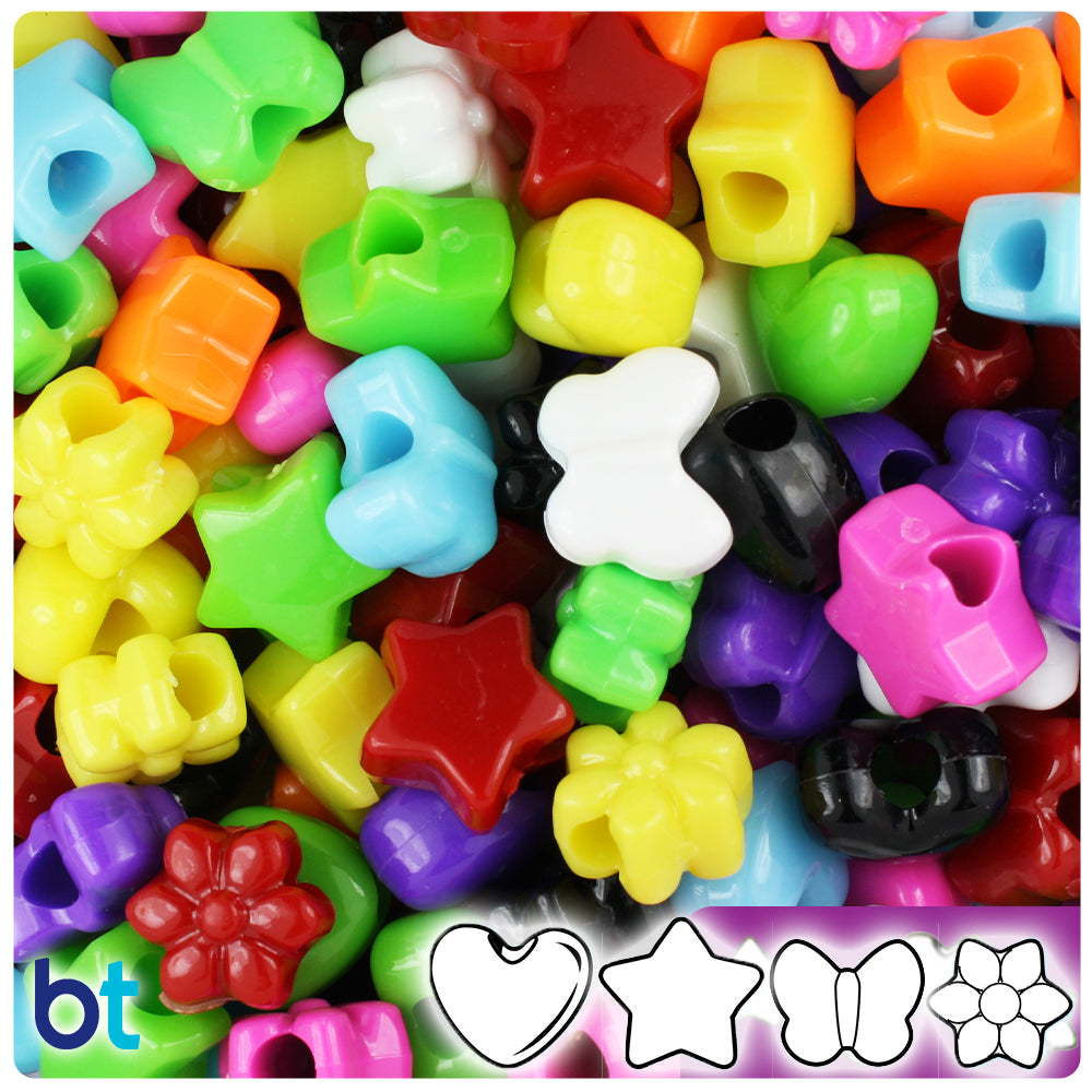 Opaque Mix 13mm Small Shape Mix Pony Beads (4oz)