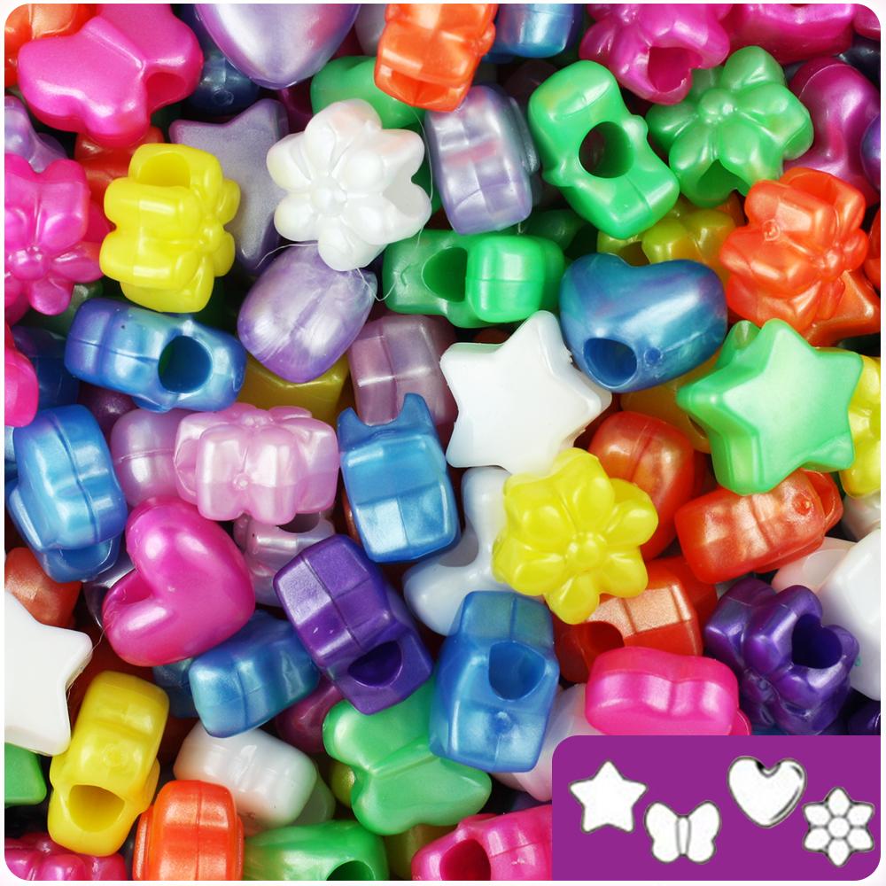 Pearl Mix 13mm Small Shape Mix Pony Beads (1oz)