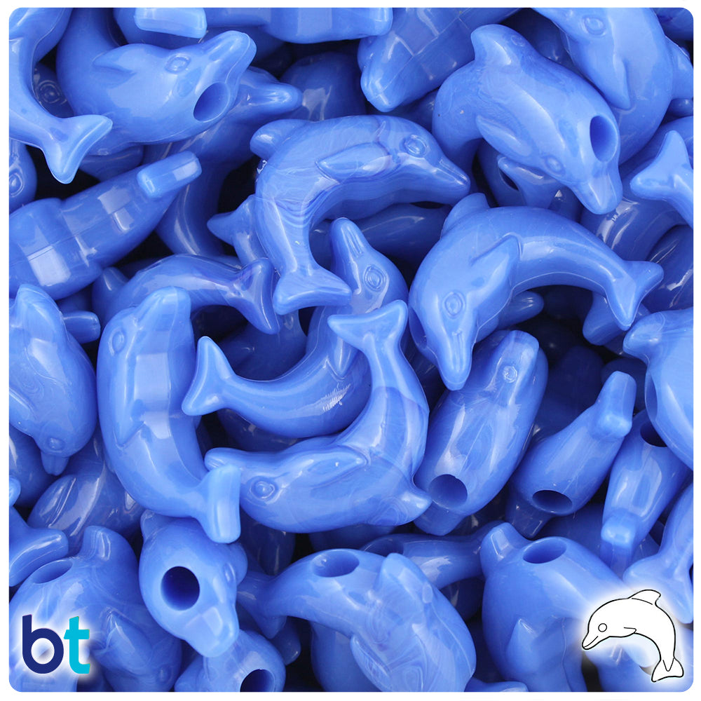 Periwinkle Opaque 25mm Dolphin Pony Beads (24pcs)