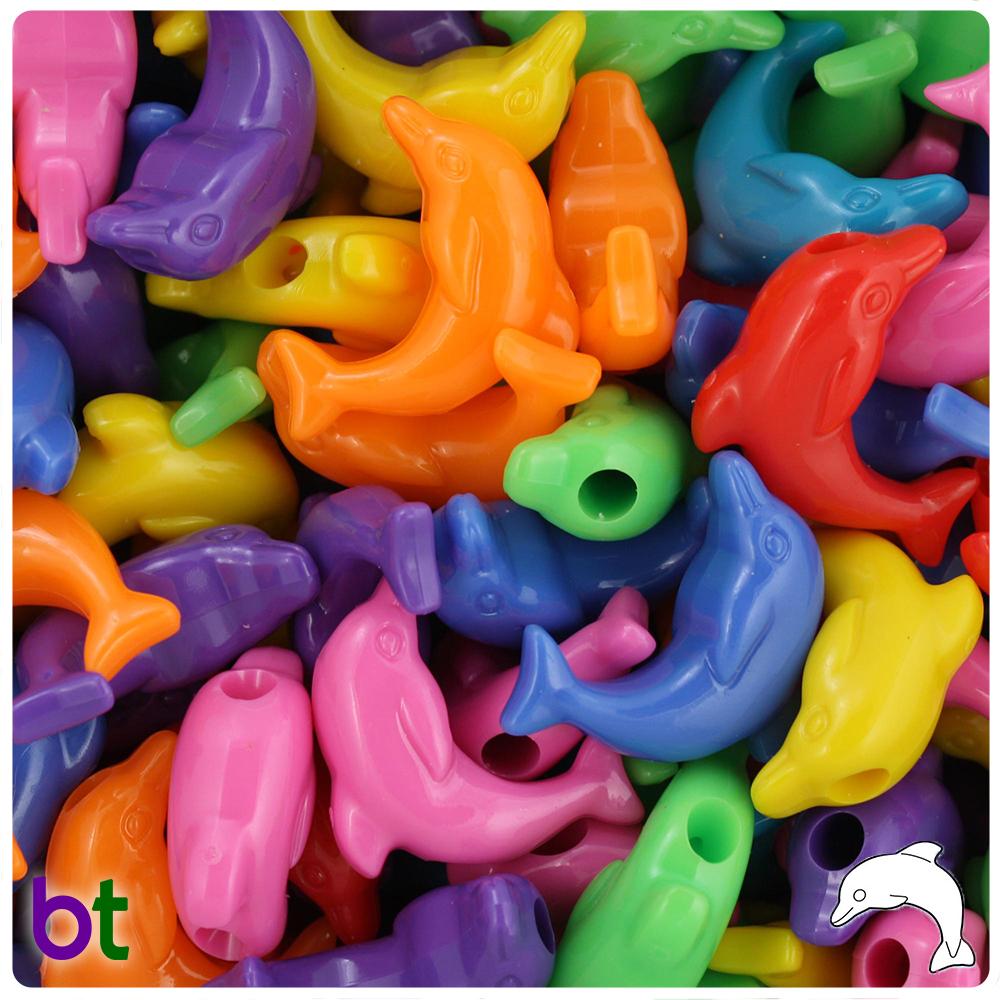 Circus Opaque Mix 25mm Dolphin Pony Beads (8pcs)