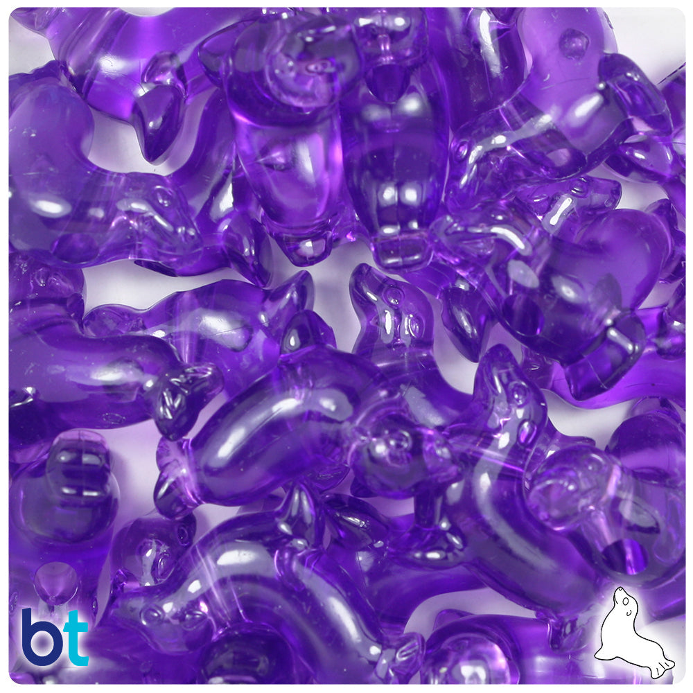 Amethyst Transparent 24mm Seal Pony Beads (8pcs)