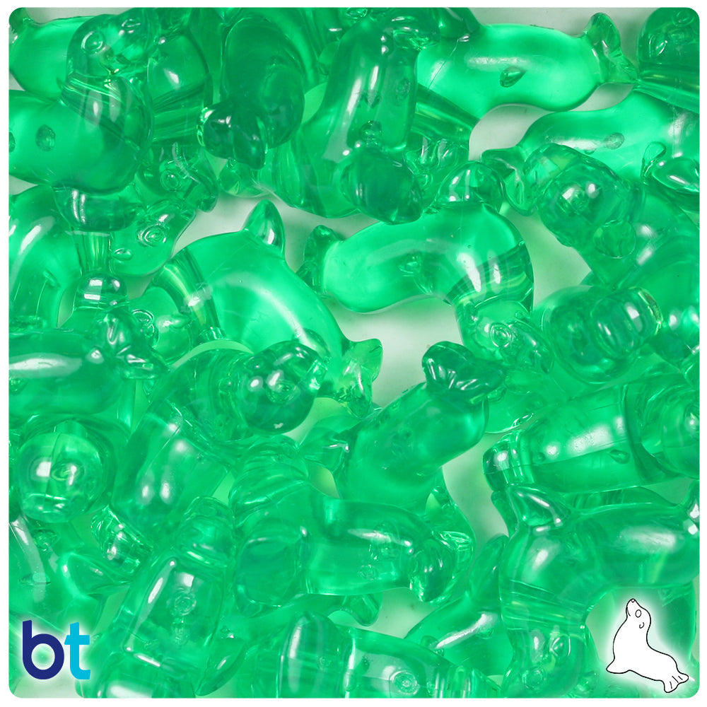 Mint Transparent 24mm Seal Pony Beads (8pcs)
