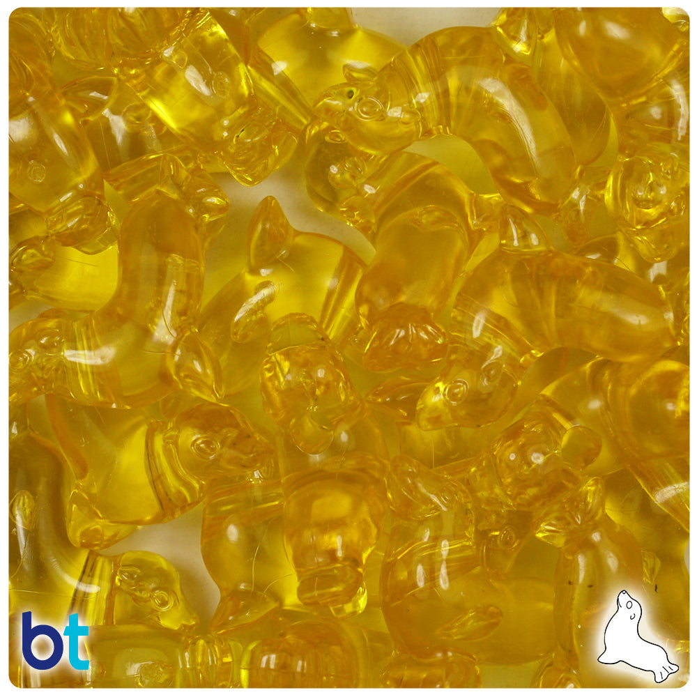 Dark Yellow Transparent 24mm Seal Pony Beads (8pcs)