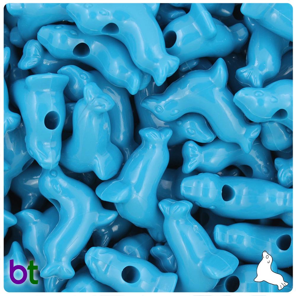 Dark Turquoise Opaque 24mm Seal Pony Beads (8pcs)