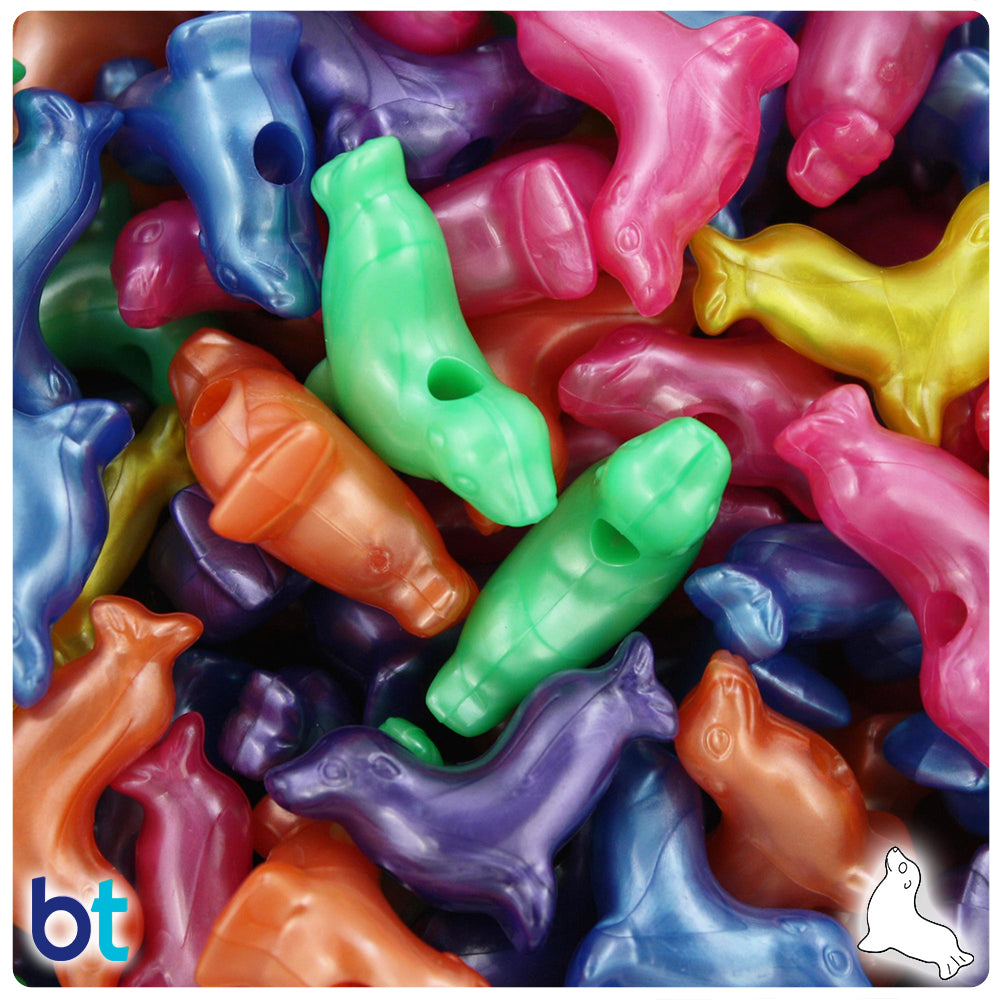 Bright Mix Pearl 24mm Seal Pony Beads (24pcs)