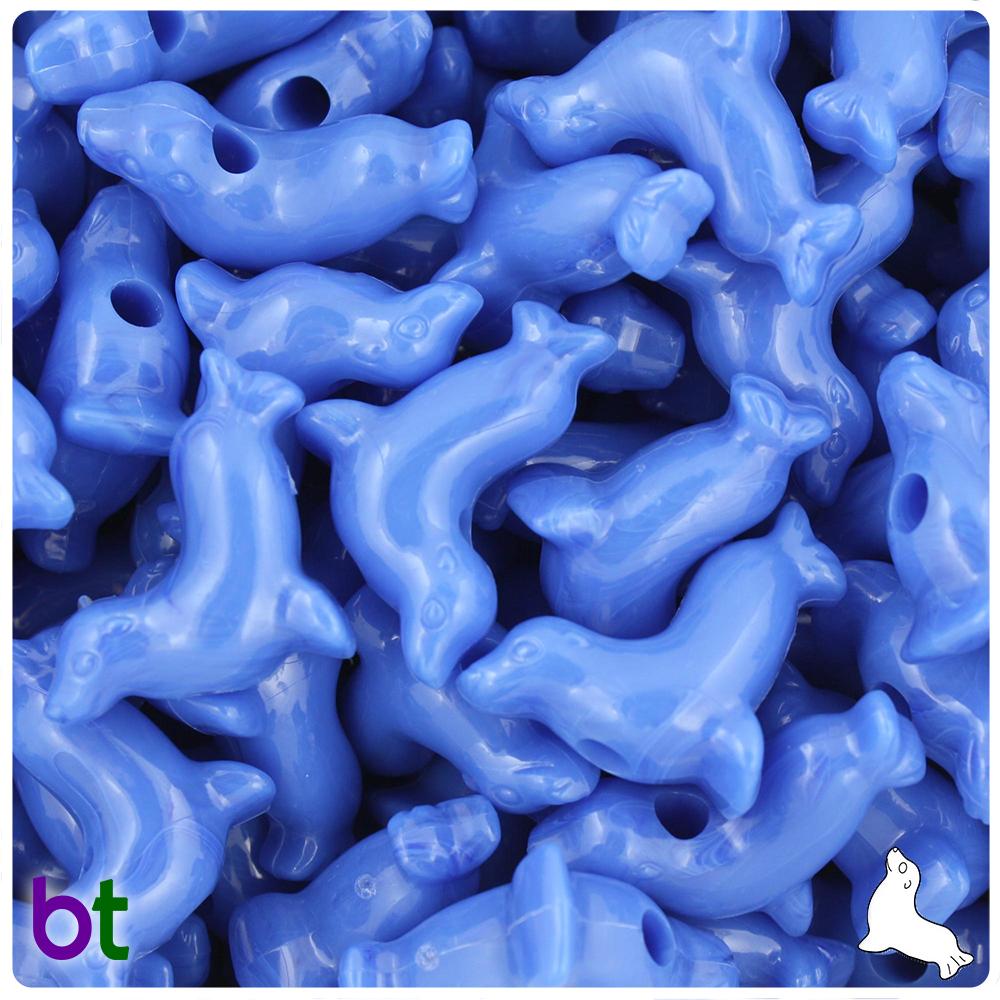 Periwinkle Opaque 24mm Seal Pony Beads (8pcs)