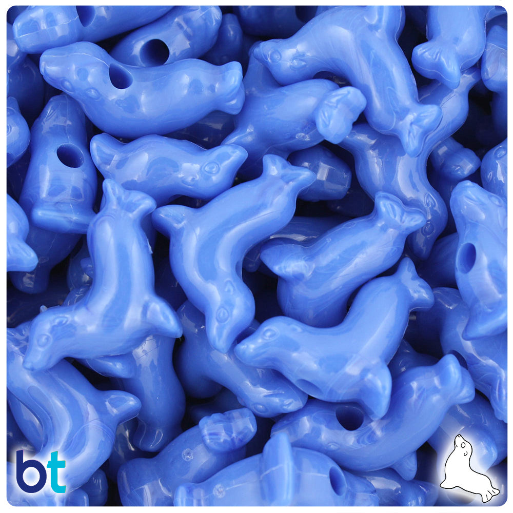Periwinkle Opaque 24mm Seal Pony Beads (24pcs)