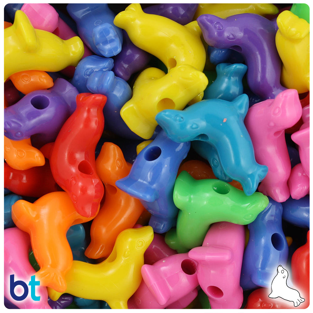 Circus Mix Opaque 24mm Seal Pony Beads (24pcs)