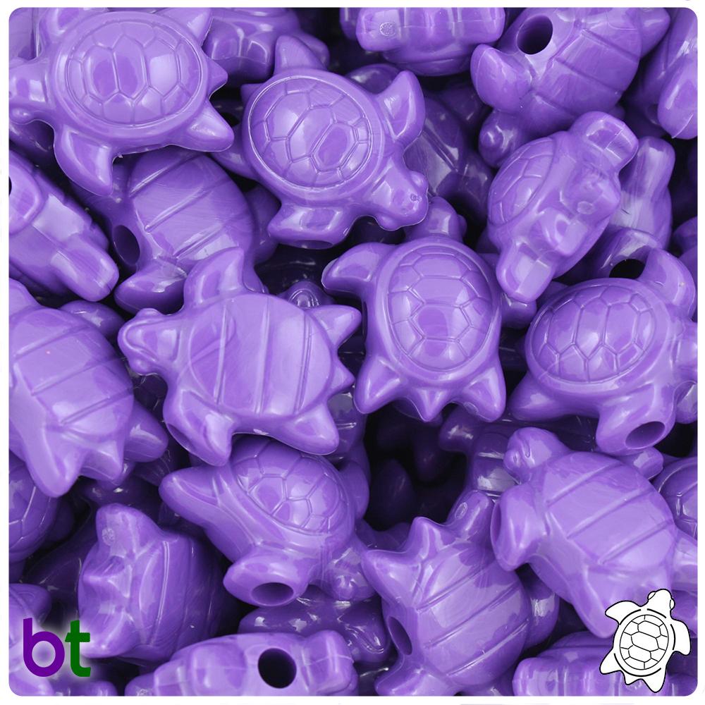 Dark Lilac Opaque 23mm Sea Turtle Pony Beads (8pcs)