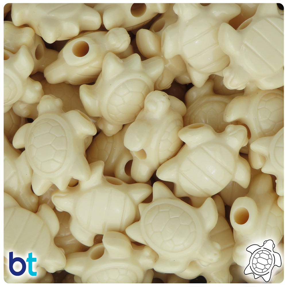 Ivory Opaque 23mm Sea Turtle Pony Beads (8pcs)
