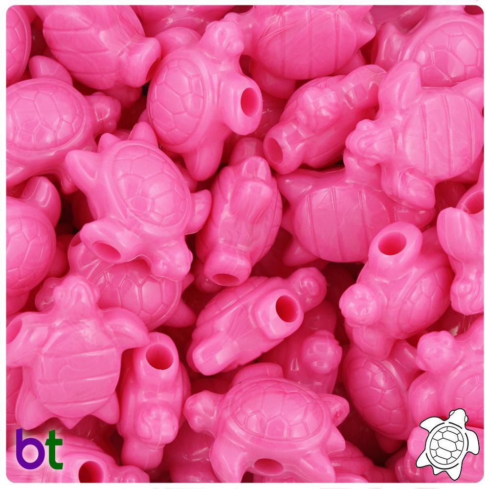 Dark Pink Opaque 23mm Sea Turtle Pony Beads (8pcs)