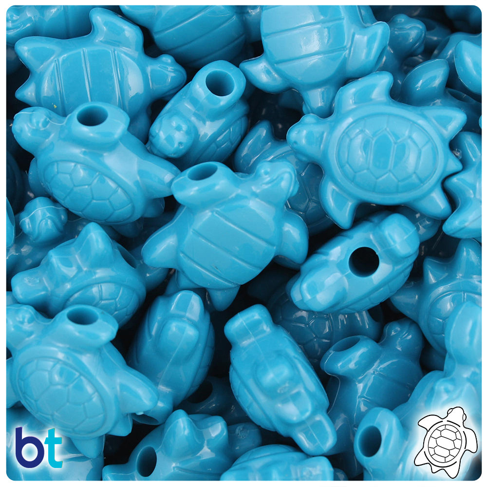 Dark Turquoise Opaque 23mm Sea Turtle Pony Beads (24pcs)