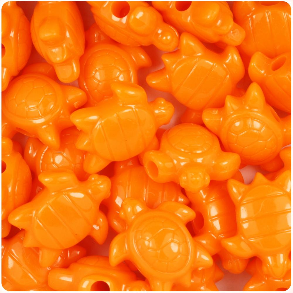 Orange Opaque 23mm Sea Turtle Pony Beads (8pcs)