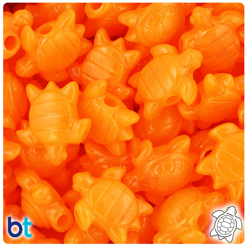 Orange Opaque 23mm Sea Turtle Pony Beads (24pcs)
