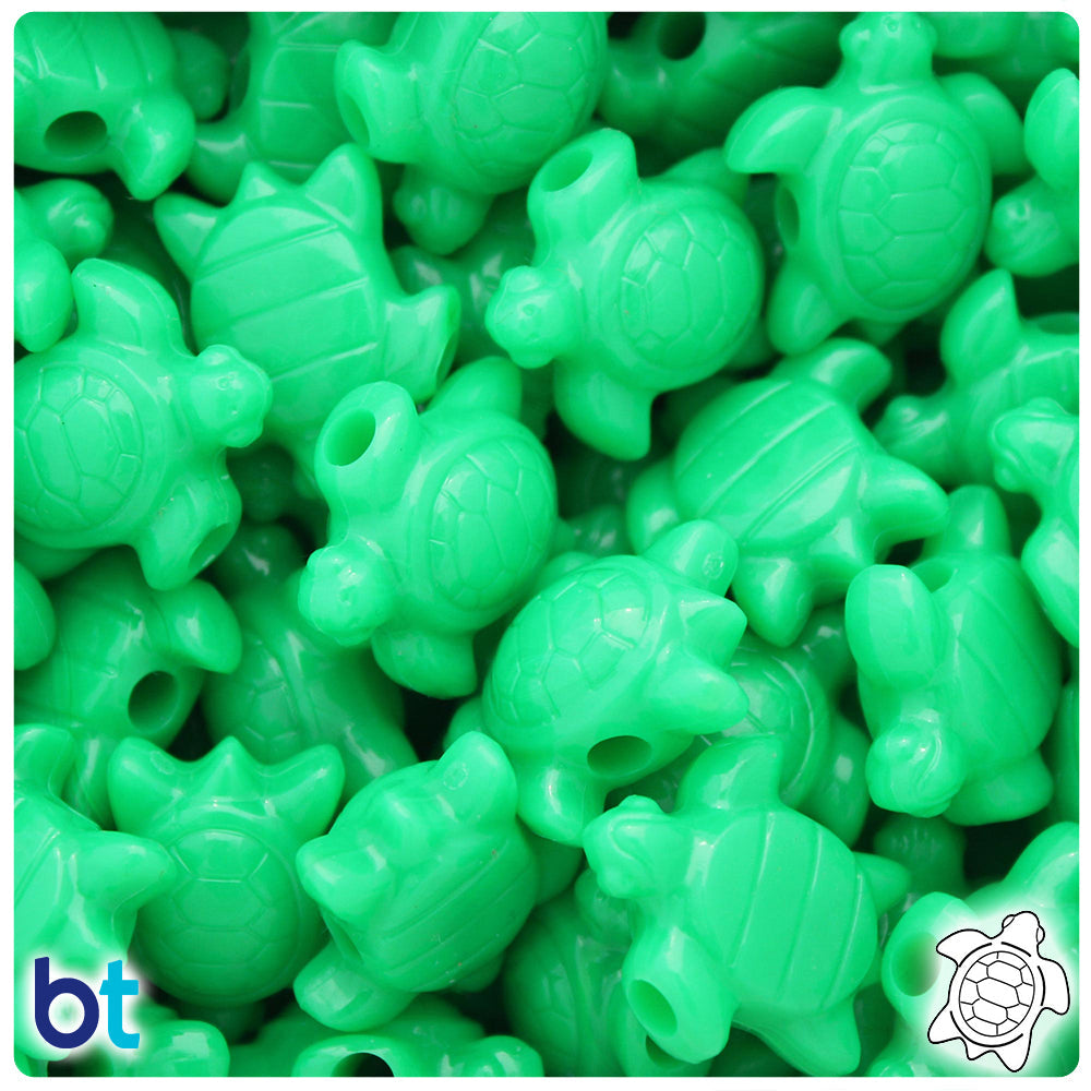 Grasshopper Neon Bright 23mm Sea Turtle Pony Beads (8pcs)