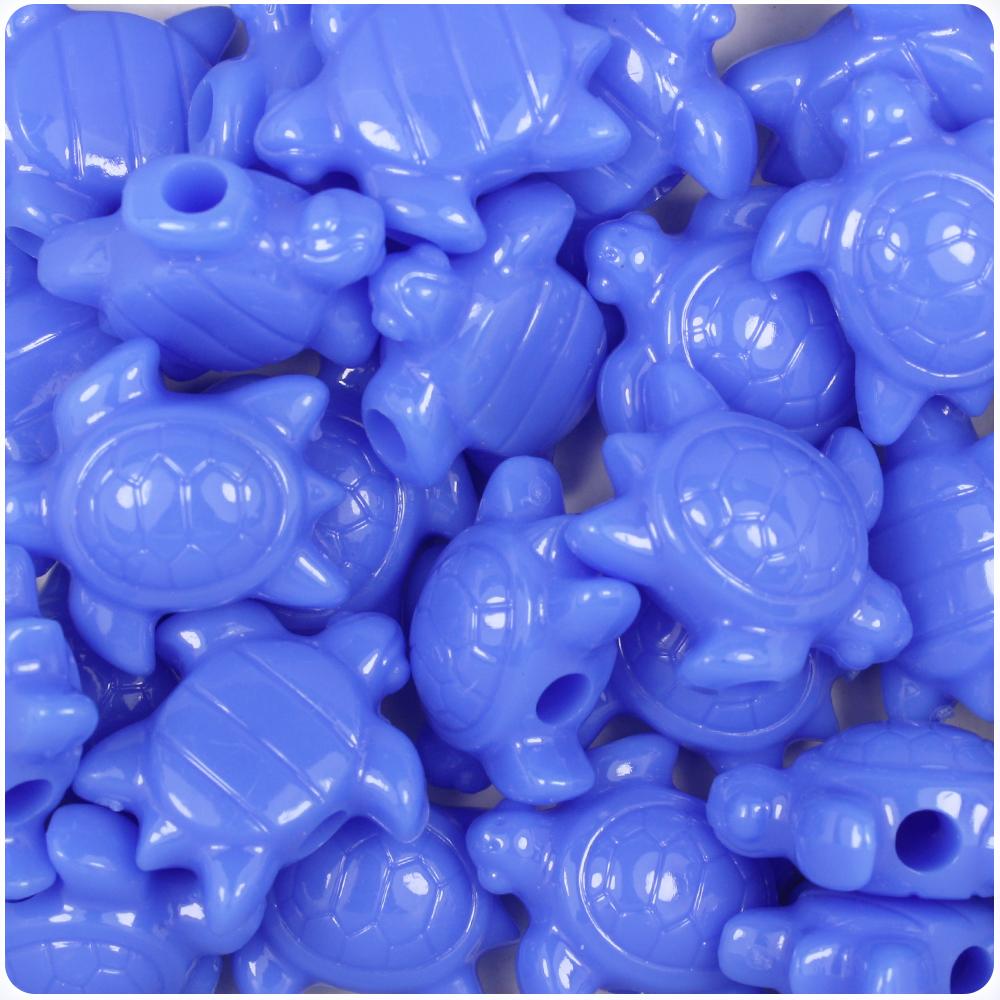 Periwinkle Opaque 23mm Sea Turtle Pony Beads (8pcs)