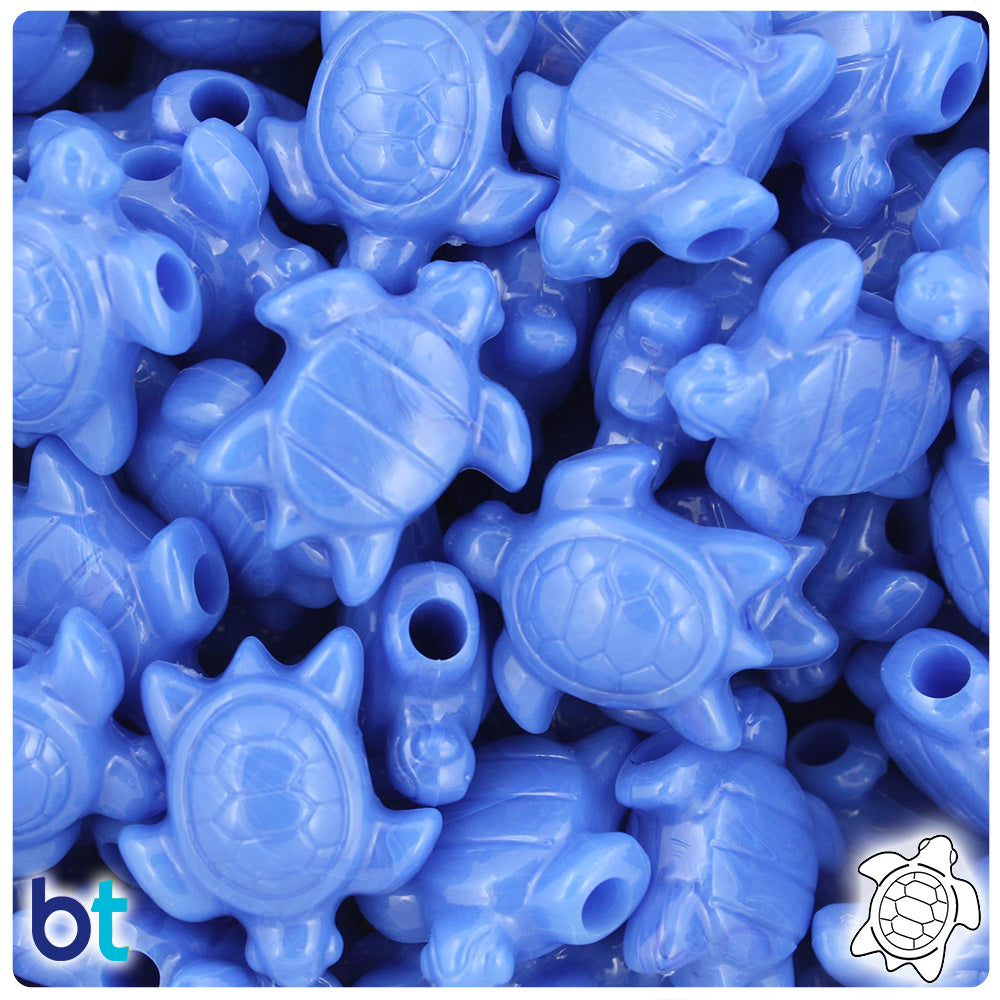 Periwinkle Opaque 23mm Sea Turtle Pony Beads (24pcs)