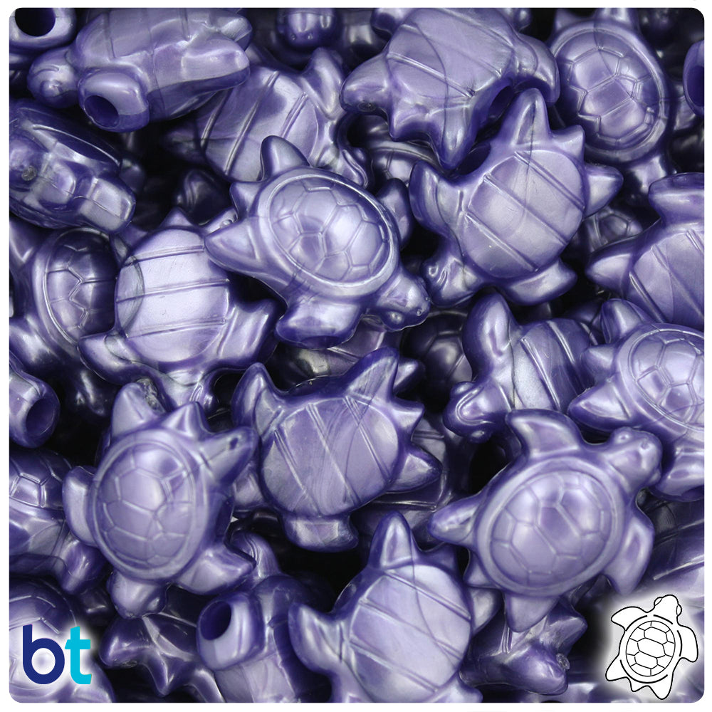 Dark Purple Pearl 23mm Sea Turtle Pony Beads (24pcs)