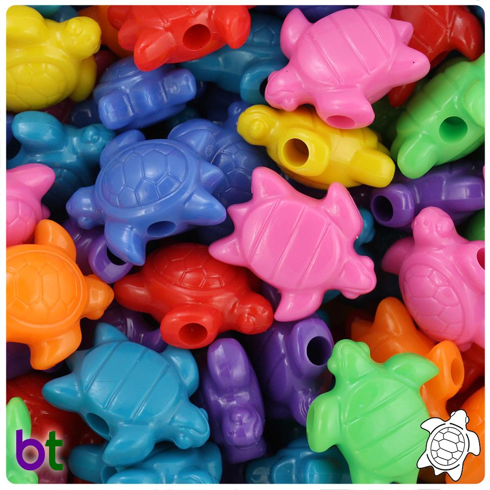 Circus Opaque Mix 23mm Sea Turtle Pony Beads (8pcs)
