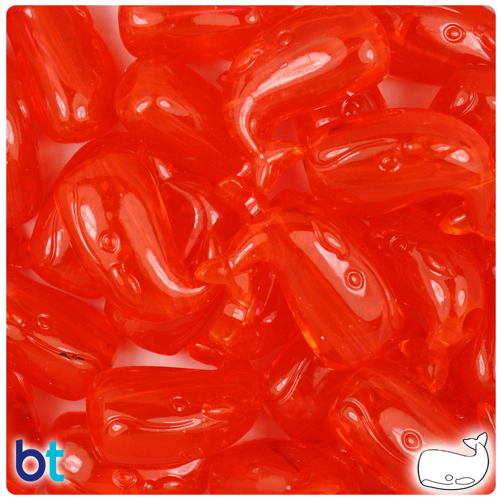 Hyacinth Transparent 24mm Whale Pony Beads (24pcs)