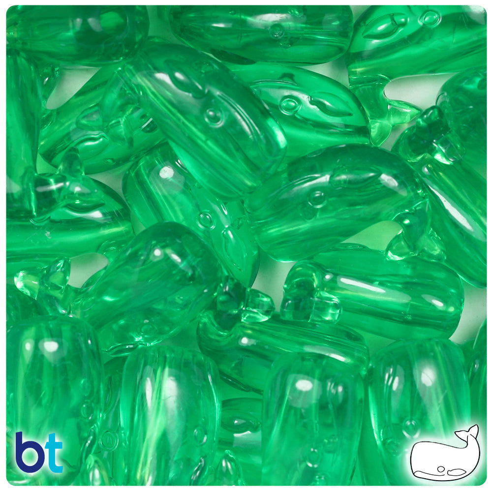Mint Transparent 24mm Whale Pony Beads (8pcs)