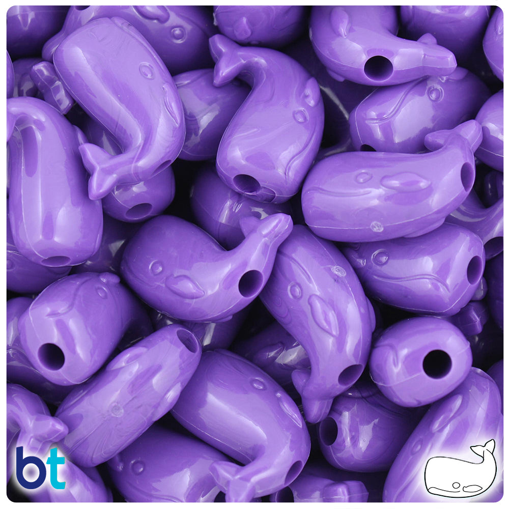 Dark Lilac Opaque 24mm Whale Pony Beads (24pcs)