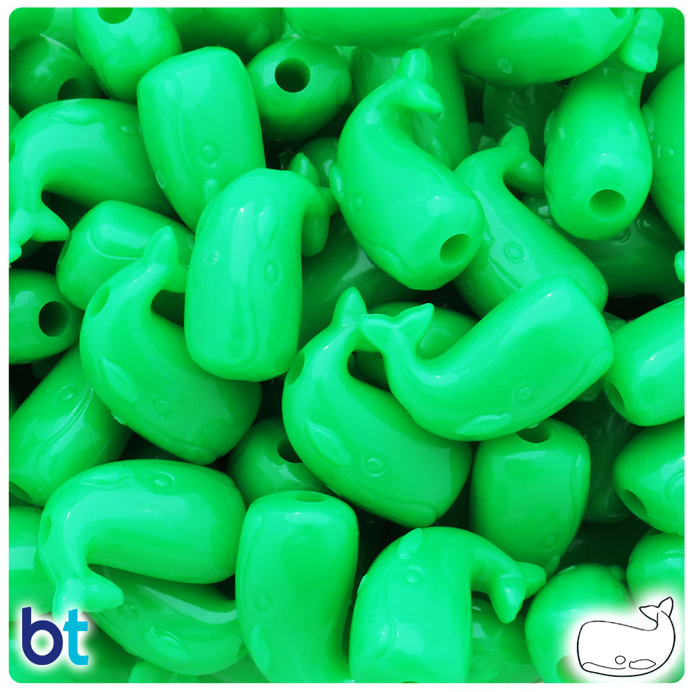 Grasshopper Neon Bright 24mm Whale Pony Beads (8pcs)