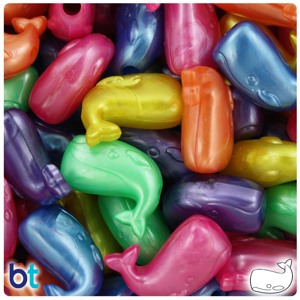 Bright Mix Pearl 24mm Whale Pony Beads (24pcs)
