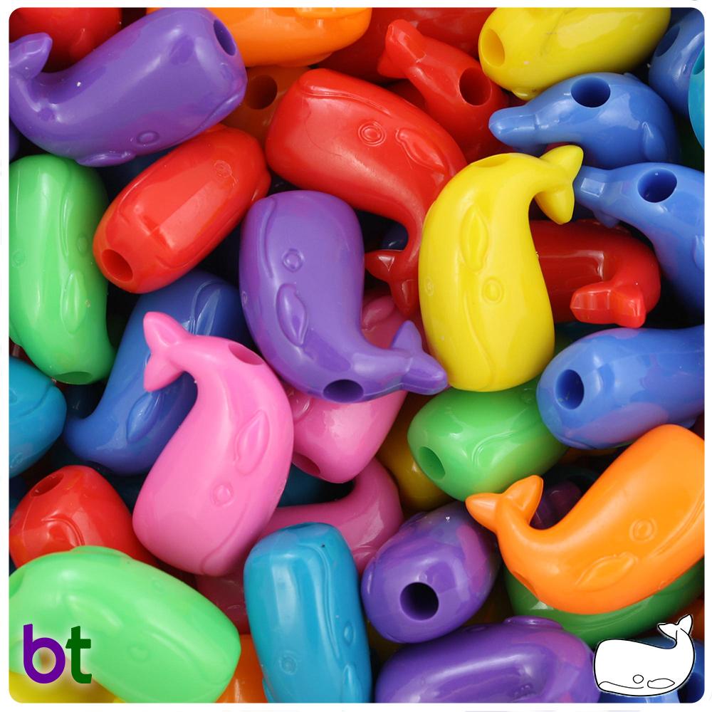 Circus Opaque Mix 24mm Whale Pony Beads (8pcs)