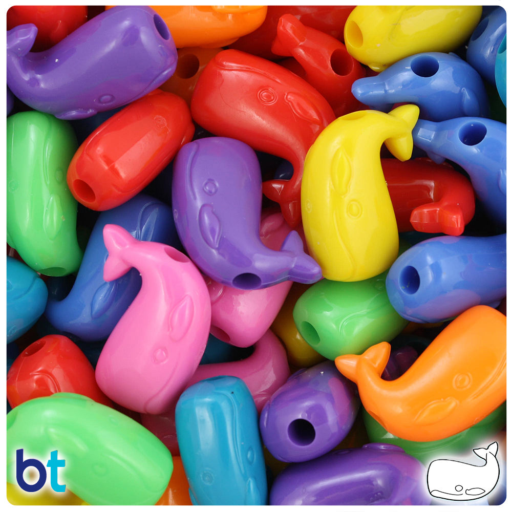 Circus Mix Opaque 24mm Whale Pony Beads (24pcs)