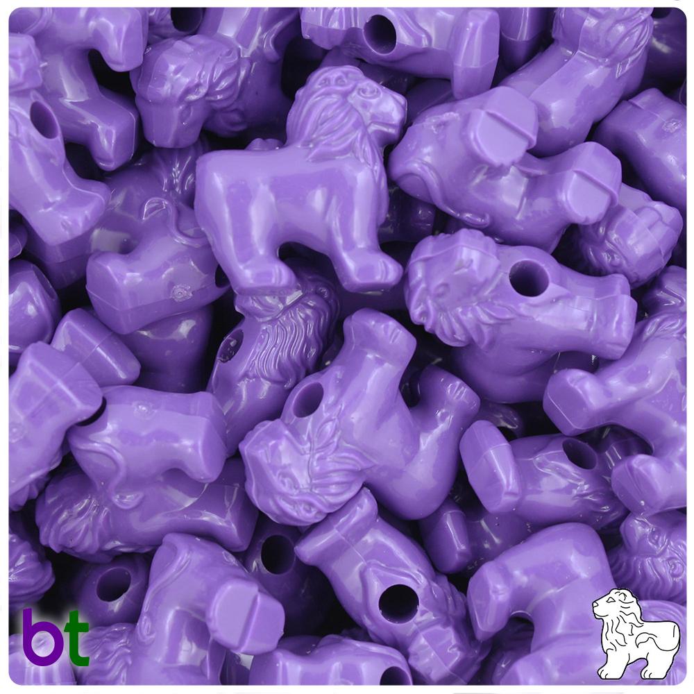 Dark Lilac Opaque 22mm Lion Pony Beads (8pcs)
