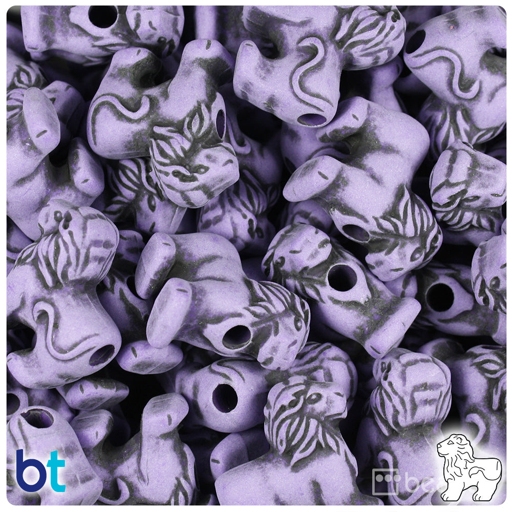 Dark Lilac Antique 22mm Lion Pony Beads (24pcs)