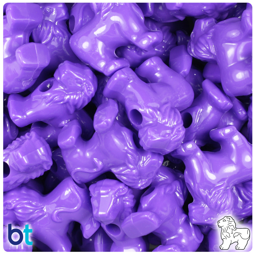 Dark Lilac Opaque 22mm Lion Pony Beads (24pcs)