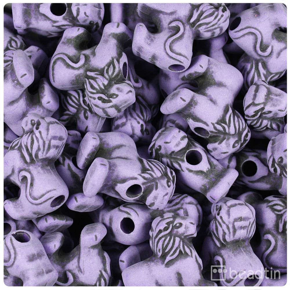 Dark Lilac Antique 22mm Lion Pony Beads (8pcs)