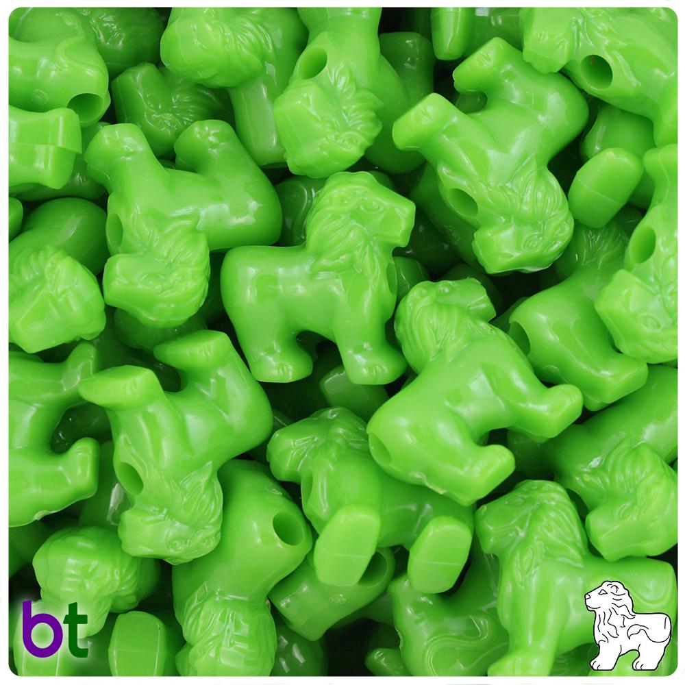 Lime Opaque 22mm Lion Pony Beads (8pcs)