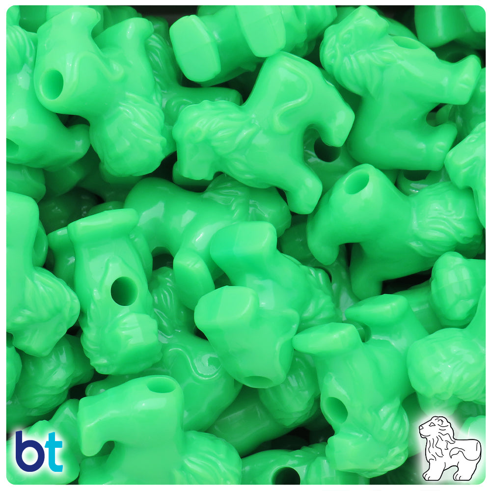 Lime Opaque 22mm Lion Pony Beads (24pcs)