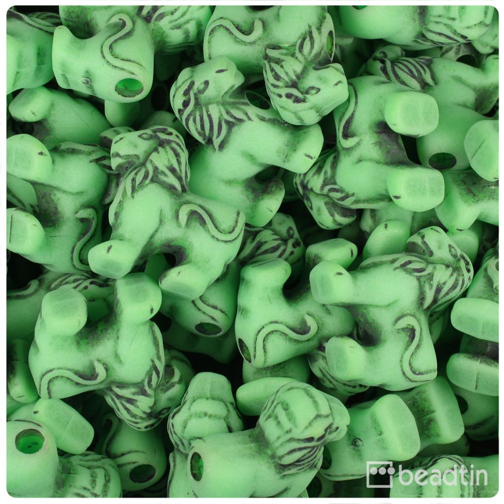 Lime Antique 22mm Lion Pony Beads (8pcs)