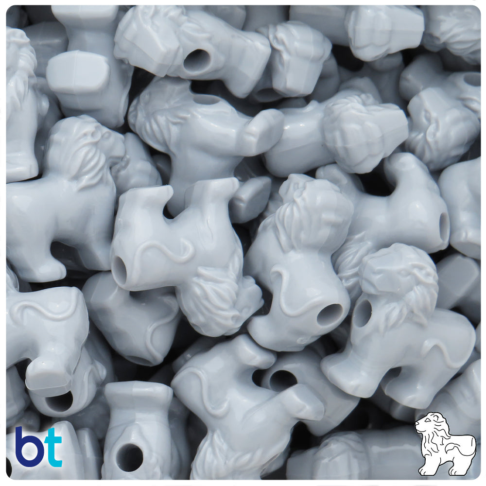 Grey Opaque 22mm Lion Pony Beads (8pcs)