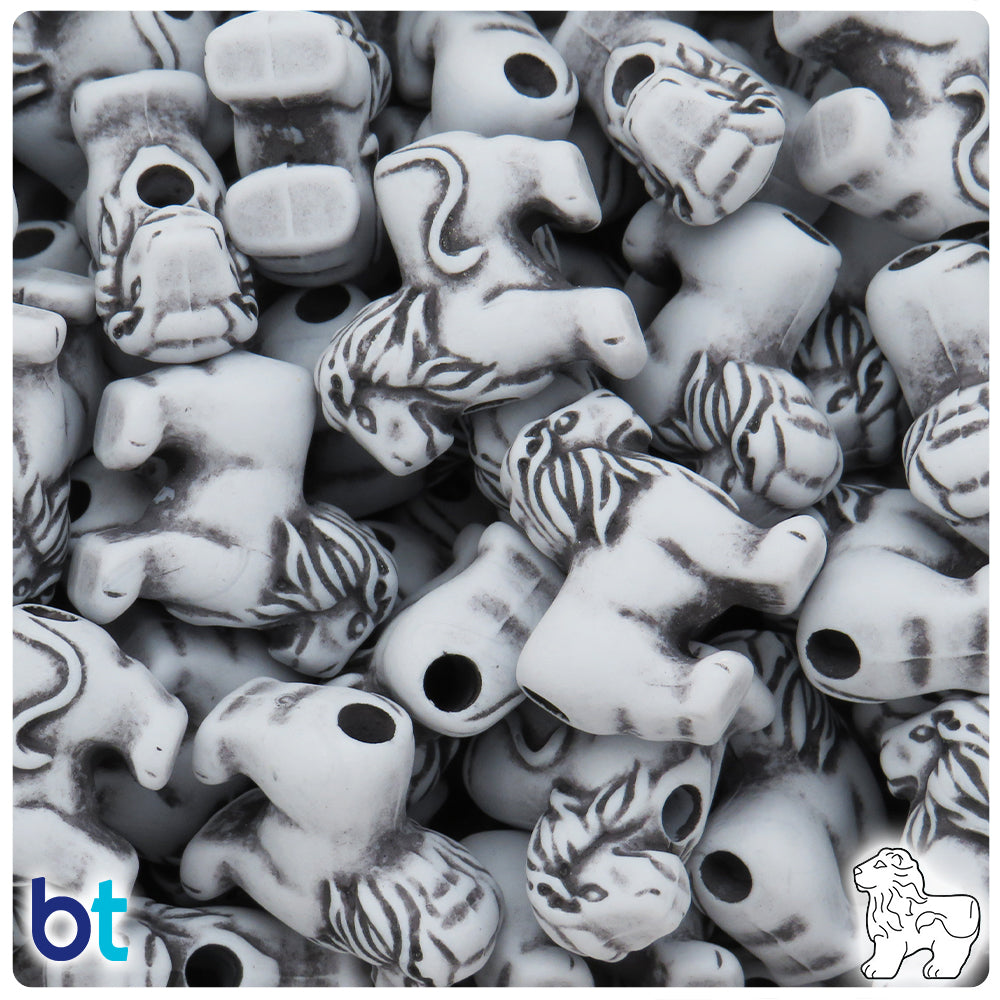 Grey Antique 22mm Lion Pony Beads (24pcs)