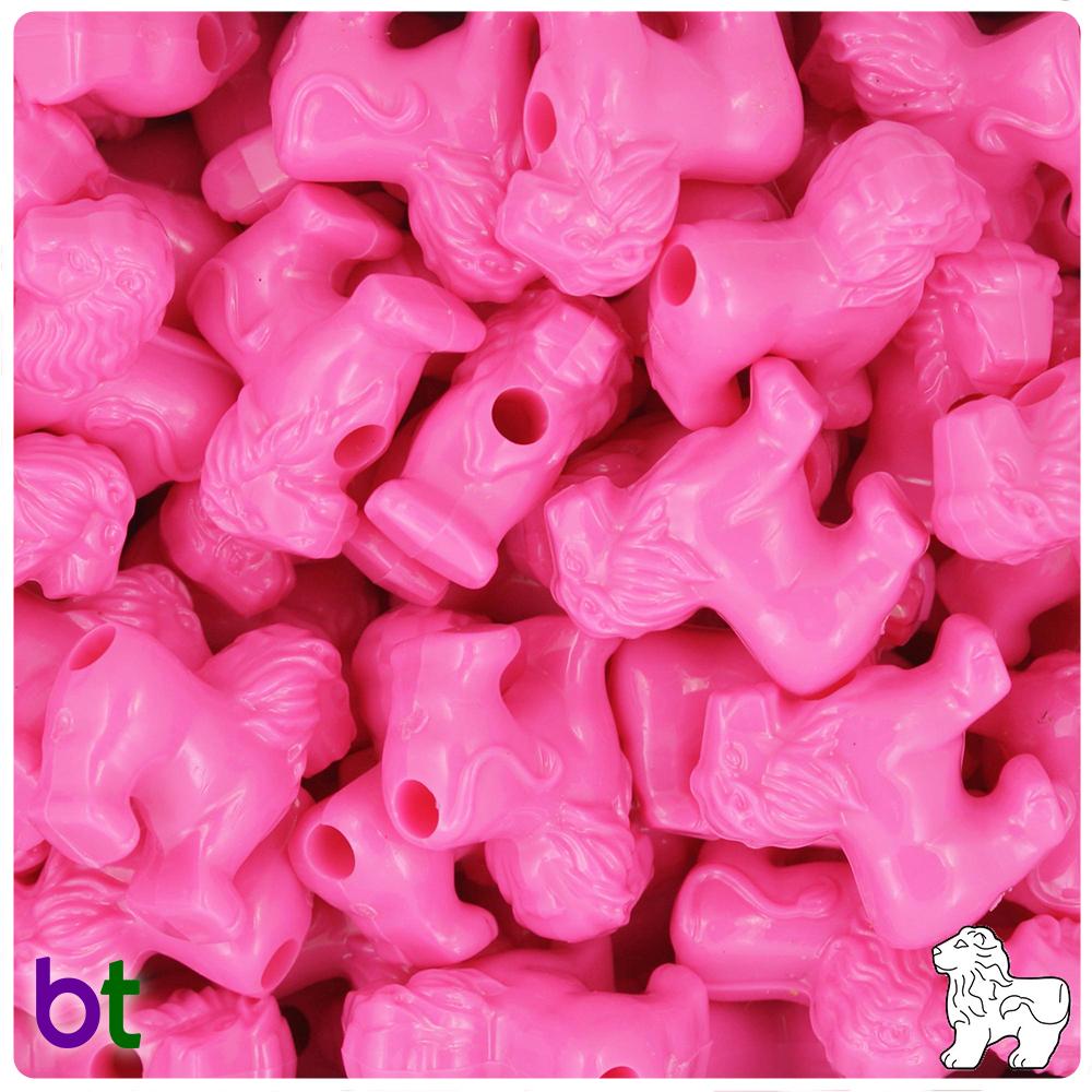 Dark Pink Opaque 22mm Lion Pony Beads (8pcs)